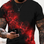 L&uuml;hikeste varrukatega pluus Meeste Suur t-s&auml;rk L&uuml;hike p&uuml;hade T-s&auml;rk &Auml;riline Uudsus Isamaaline Pehme Crewneck Loose Fit Polyester XXXL
