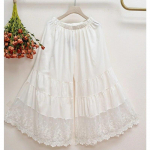 Johnature Summer Mori naiste k&auml;rbitud p&uuml;ksid Vintage lahtised puuvillased pitsid tikandid lahtised &uuml;hev&auml;rvilised mikro laienevad p&uuml;ksid One Size elevandiluuvalge