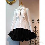 Naiste vanaaegne vibu volangidega kleit gooti stiilis naiste lolita kleidid elegantsed pikkade varrukatega tee&otilde;htu Cosplay-mantli kleit, renessanss L valge