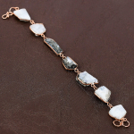 Natural Rough Rainbow Moonstone Gemstone Handmade Copper Bracelet 7-8 b1b42