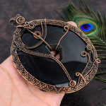 Natural Black Botswana Druzy Gemstone Copper Wire Wrap Gift Pendant 5.12 n2c71