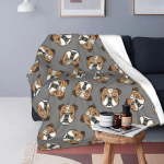 English Bulldogi visatav hall koerte tekk flanellprint koera n&auml;gu multifunktsionaalne kerge visketekk voodi diivani voodikatte jaoks 75x100cm 30x40in