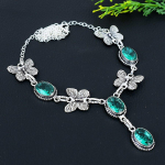 Natural Green Tourmaline Gemstone 925 Sterling Silver Gift Necklace 18 c3v91