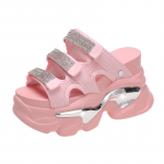Suvised k&otilde;rge platvormiga naiste sandaalid, pandlaga 10 cm, kiilud Bling-jalatsid, moes &otilde;ues Tursked sandaalid, vabaaja liugustega rannas naine 37 roosa