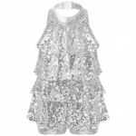 Tantsur&otilde;ivad lastele t&uuml;drukutele halterkaelusega s&auml;delevate litritega dž&auml;ssitantsukost&uuml;&uuml;m l&uuml;hikeste p&uuml;kstega trikoo kleit lavaesinemiseks 11-12 Years