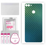 apgo kaitsev nahakleebis tagak&uuml;ljele, mis &uuml;hildub Huawei Y9-ga (2018), Pakkekile, foolium, vin&uuml;&uuml;l &ndash; mustriga s&uuml;sinikkameeleon CAKA1