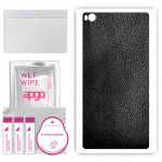 apgo Protective Skin Sticker for the back compatible with Huawei Ascend P8, Wrap Film, Foil, Vinyl - Pattern Black Leather