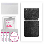 apgo Protective Skin Sticker for the back compatible with Samsung Galaxy Z Flip 3, Wrap Film, Foil, Vinyl - Pattern Black Leather