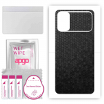 apgo Protective Skin Sticker for the back compatible with Xiaomi Poco M3, Wrap Film, Foil, Vinyl - Pattern Black Honeycomb