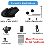 WAYXIN Helmet Headset Mootorratta Bluetooth 5.0 Moto HandsFree Juhtmeta kommunikaatoris&uuml;steem Veekindel mootorratta k&otilde;rvaklapid KT 1