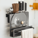 Knife Block without Knives, Wall Mounted Organiser, Kitchen Cutlery Holder for Cutting Boards,
