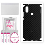 apgo Protective Skin Sticker for the back+sides compatible with Xiaomi Mi A2 (Mi 6X), Full Wrap Film, Foil, Vinyl - Pattern Carbon Black