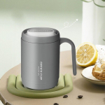 1 tk hall Creative PP vooder, kaasaskantav kontori suure mahutavusega kaetud joogitass piimakohvitass, kingitus k&ouml;&ouml;ki 401 500ml hall