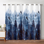 Roheline Mets Aknakardinad Akvarell Puu siluett Loodusmaastik Tr&uuml;kitud kardin magamistoa elutuppa 140W160H(CM)55x63in&Grommet Top