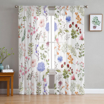 Sinililled Valge t&uuml;ll L&auml;bipaistvad kardinad elutoa kaunistamiseks Magamistoa kardinad K&ouml;&ouml;k Voile Organza kardinad 135W x 114H(cm)