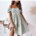 L&uuml;hikeste varrukatega suvine vabaajakleit vabaaja minikleidid S valge