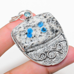 Natural K2 Blue Azurite, Blue Topaz 925 Sterling Silver Pendant 2.48 s9p13