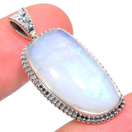 Looduslik Vikerkaare Kuukivi Kivi 925 Prooviga Sterling H&otilde;bedast Ripats 1,38 s8E45 white