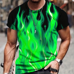 Meeste trendikas Green Flame 3D digitaaltr&uuml;kiga graafiline T-s&auml;rk &ndash; vabaaja ja mugav l&uuml;hikeste varrukatega s&auml;rk suvisteks &otilde;uetegevusteks S