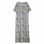 L&uuml;hikeste varrukatega Suures suuruses puuvillane vintage Stripe uus kleit naistele vaba vaba pikk suvekleit