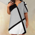 Naiste suures suuruses kleidid V kaelusega l&uuml;hikeste varrukatega suvine vabaaja kleidi tuunika taskuga L sinine