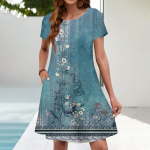 Suvekleidid naistele Lilleline p&auml;ikesekleit l&uuml;hikeste varrukatega, taskutega, vabaaja s&auml;rkkleit L armee roheline v&auml;rv