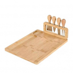 Bambusest juustulaua komplekt 4 l&otilde;ikuri ja l&otilde;ikurihoidiku soontega kastmete jaoks. Suupisted Puidust kandik Mitmeotstarbeline vaagen meelelahutuseks