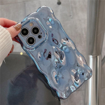 Luksuslik pinnakattega kortsus laineline lokkis servaga telefoni&uuml;mbris iPhone'i 15 11 12 13 14 Pro Max 3D ebatasasuse pehme kaamera kaitsekate For iPhone 14