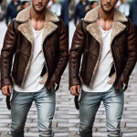 Meeste talvine kunstnahast jope Biker Mootorratta t&otilde;mblukuga pikkade varrukatega mantel L