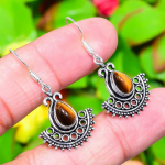 Tiger Eye Gemstone Handmade 925 Sterling Silver Jewelry Earring 1.58 k7o47