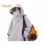 S&uuml;gistalv meeste kapuuts, suur kapuuts, pikkade varrukatega, puhast v&auml;rvi hip-hop k&otilde;rge kaelusega suur plaaster tasku elastne mansett keskmise pikkusega soe topp M helehall v&auml;rv