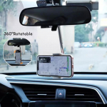 Uus 360&deg; p&ouml;&ouml;ratav reguleeritav tugi, auto tahavaatepeegli kinnitusega mobiiltelefoni alus, iste GPS-autohoidik valge