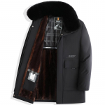 Meeste talvepolsterdatud paksendatud puuvillane sulejope Keskealiste meeste keskmise pikkusega soe mantel L must