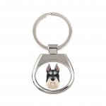 Schnauzer I - geometric keychain with a photo and the inscription Art-Dog