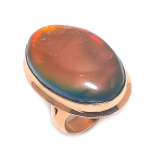 Natural Ammolite Gemstone Handmade Copper Jewelry Ring Size 6.5 o1h79