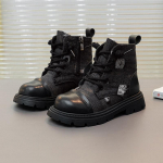 Korea versioon Retro Trendikas Lahedad T&uuml;drukute Kauboi Rebenenud Saapad Uued &Otilde;hukesed Velvetsaapad T&uuml;drukute Nahast saapad 27 yards inner length 16.6cm must