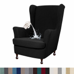 Veekindel tiibtooli kate 2-osaline veniv spandex kangast tiibtooli kate Elastse p&otilde;hjaga tugitooli kate elutoa magamistuppa W33xD36xH45inch must