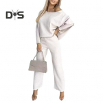 2 tk/komplekt Naiste &uuml;laosap&uuml;kste komplekt &Uuml;mara kaelusega pikkade varrukatega dressipluus elastne v&ouml;&ouml;koht laia s&auml;&auml;rega dressip&uuml;ksid spordiriietus s&uuml;gis vabaaja spordidress L ts&uuml;aan