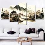 Nuture L&otilde;uendipilt Prindi Vintage Jaapani Maastik Kodu Kaunistus Plakat Maal Elutoa Seinale Kunstiteos 5 tk Seinamaal Raamita 40x60cm*2 40x80cm*2 40x100cm*1 No Frame