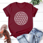 Seed of Life T-s&auml;rk Flower of Life T-s&auml;rk Lilleline T-s&auml;rk Naiste T-s&auml;rk L&uuml;hikeste varrukatega Graafilised T-s&auml;rgid Naiste vabaaja topid L
