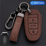 Oli nahast auto v&otilde;tme&uuml;mbrise kaane korpuse puldihoidik Peugeot 308 408 508 2008 3008 4008 5008 Citroen C4 C6 C3-XR tarvikute jaoks For Peugeot pruun