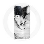 Coque Maniacase pour Oppo A93s 5G Le loup et la louve Animal noir et blonc
