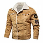 Meeste s&uuml;gistalvine nahast pommitaja jope t&otilde;mblukuga mootorratta kunstkarusnaha mantel Meeste paks fliis Pilot must pruun pu nahast mantlid 3XL khaki