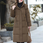 Moodne talvemantel Naiste mantlid Kapuutsiga Elegantne Lahtine Paks Soe Pluss Suurus Pikad Parkad Naiste Joped 2XL pruun