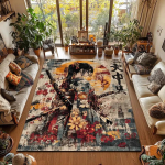 H&auml;mmastav palmirohu prindiga anime piirkonnamatt manga Jaapani animatsioonist inspireeritud vaip kodu sisustus elutuppa magamistuppa lastetuppa 120x160cm-47x63in