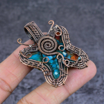 Natural Spiny Oyster Gemstone Copper Wire Wrap Jewelry Pendant 2.13 c5t81