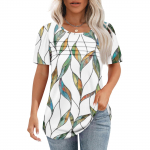 Naiste T-s&auml;rk l&uuml;hikeste varrukatega topsid Elegantne vabaaja s&auml;rk Kevadsuvine riietus Lendav plisseeritud esiosa &uuml;mara kaelusega suvetopsid L must