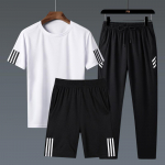 Kolmeosaline dressidress meestele Summer New Trend Sportswear Shorts L valge