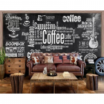 Tahvli Ajalehe Kohvik Retro Seinamaaling Mustvalge Kirjateema 3D Tapeet 200 cm(W) x 140 cm(H)