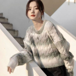 S&uuml;gis-talvine uus gradient-retro-jaapani kampsun Naiste Korea universaalne moodne kampsun One Size